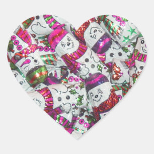 Sweet Snowmen Pink sticker heart