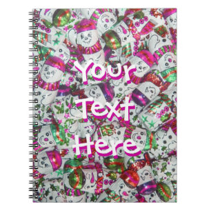 Sweet Snowmen Pink Text notebook