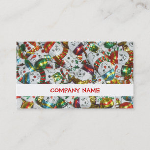 Sweet Snowmen stripe business card white