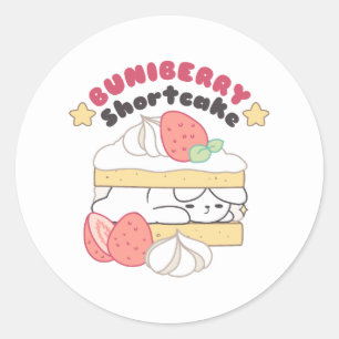 Sweet Snuggles: Buniberry Shortcake Delight Classic Round Sticker