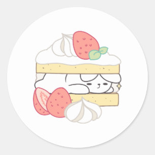 Sweet Snuggles: Buniberry Shortcake Delight Classic Round Sticker
