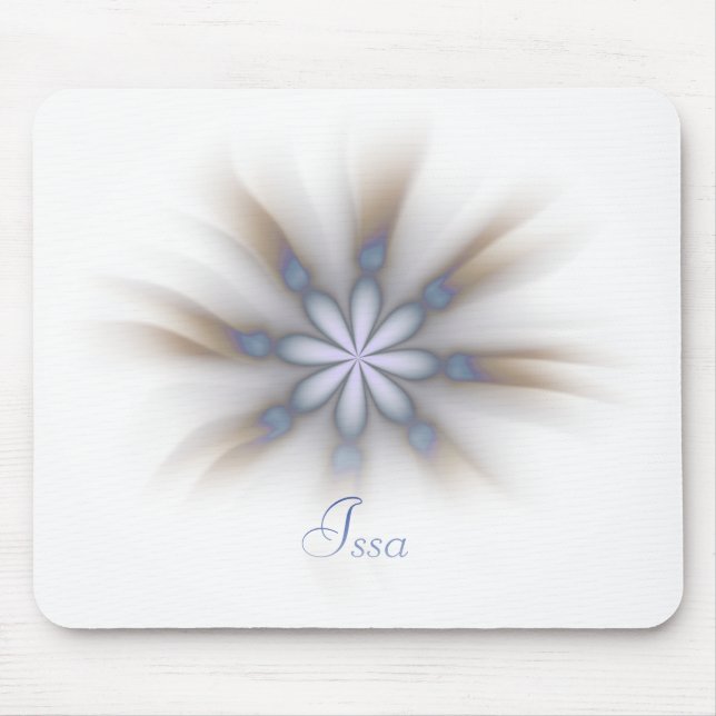Sweet Soft Simple White Blue Coffee Flower-Like Mouse Mat (Front)