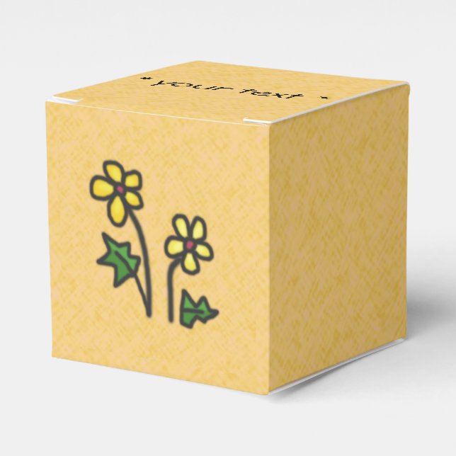 Sweet Softened Drawn Yellow Flowers Favour Box (Front Side)