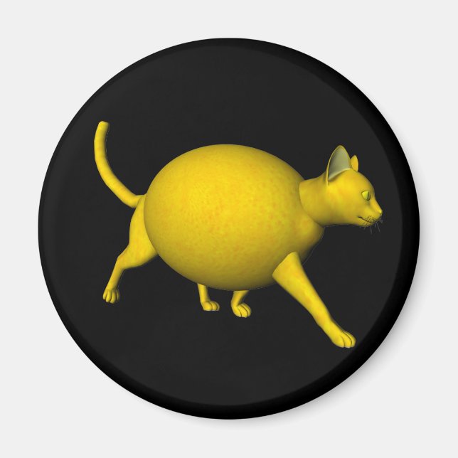 Sweet-Sour Lemon Cat Magnet (Front)