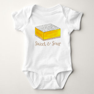 Sweet & Sour Yellow Lemon Bar Square Pastry Baking Baby Bodysuit
