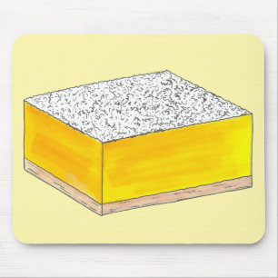 Sweet & Sour Yellow Lemon Bar Square Pastry Baking Mouse Mat