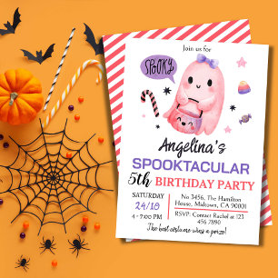 Sweet & spooky ghost candy 5th birthday Halloween  Invitation