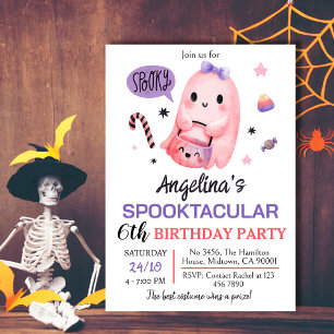 Sweet & spooky ghost candy 6th birthday Halloween Invitation