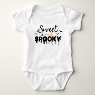 Sweet Spooky Halloween Bat Orange Black Typography Baby Bodysuit