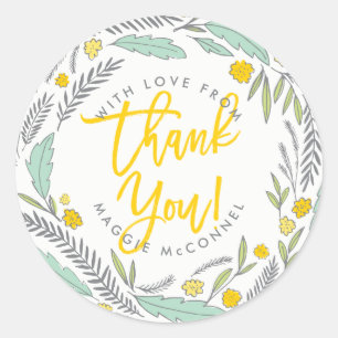 Sweet Sprigs Gender Neutral Baby Thank You Sticker