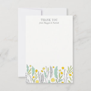 Sweet Sprigs Gender Neutral Flat Thank You Note Note Card