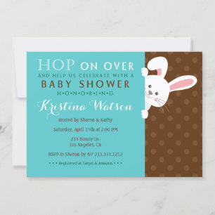 Sweet Spring Bunny Boy Baby Shower Invitation