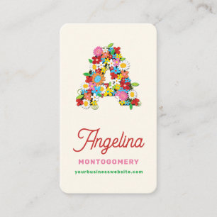 Sweet Spring Flowers Garden Letter A Name Monogram Business Card