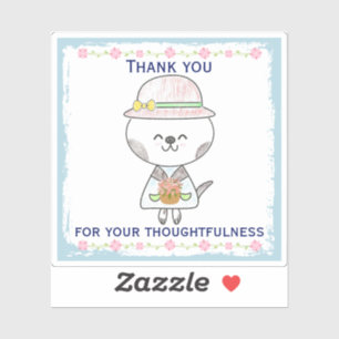 Sweet Spring Flowers Kawaii Cat Thank You