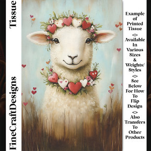 Sweet Spring Lamb Floral Heart Crown CH6 Decoupage Tissue Paper