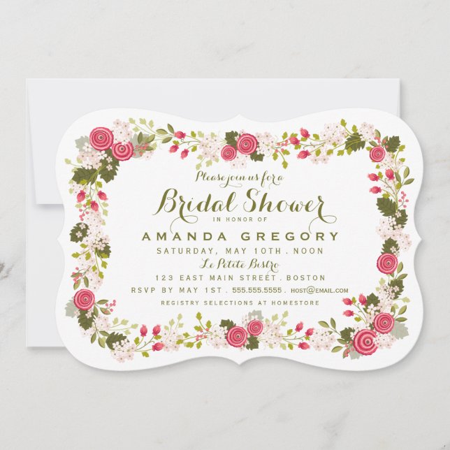 Sweet Spring Pink Floral Bridal Shower Invitation (Front)