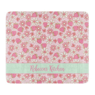 Sweet Spring Strawberries Personalised Cutting Board