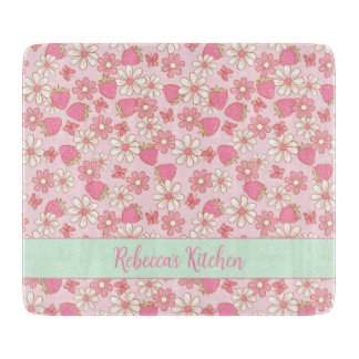 Sweet Spring Strawberries Personalised Cutting Board