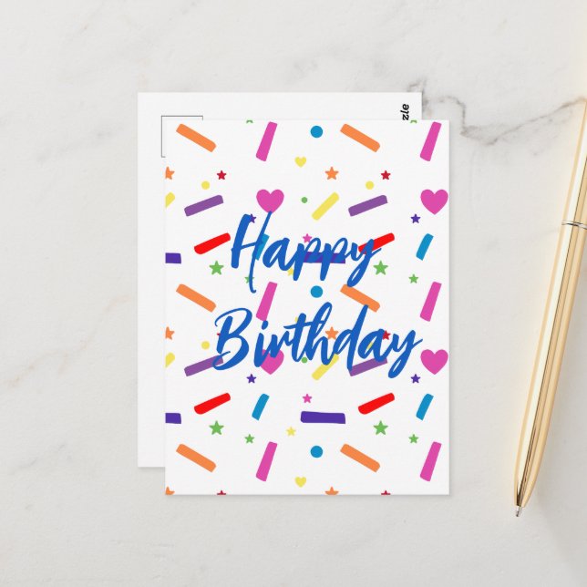 Sweet Sprinkle Birthday Party Theme Postcard (Front/Back In Situ)