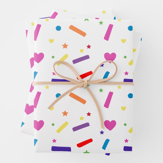 Sweet Sprinkle Birthday Party Theme Wrapping Paper Sheet (In situ)