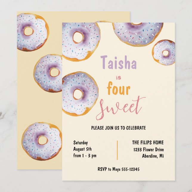 Sweet Sprinkle Doughnut Watercolor Illustration (Front/Back)