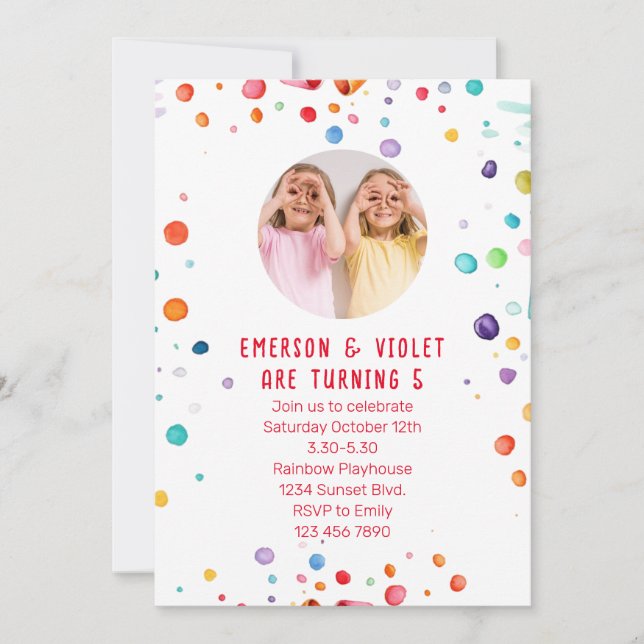 Sweet Sprinkle Kids Birthday Party Photo  Invitation (Front)