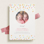 Sweet Sprinkle Kids Joint Birthday Party Photo Invitation<br><div class="desc">A colourful sprinkle party invite inspired by cupcakes,  cake,  ice cream doughnuts and all sweet treats that's perfect for a kids birthday party.</div>