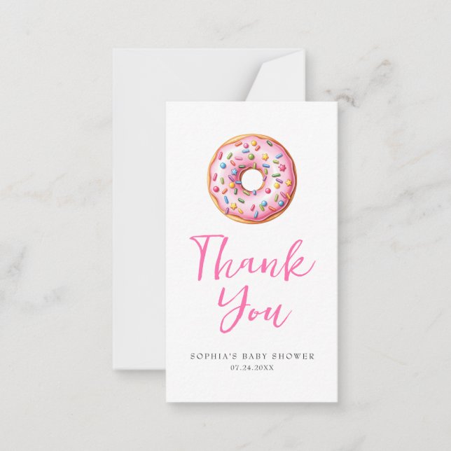 Sweet Sprinkle Pink Doughnuts Modern Girl Baby Sho Card (Front)