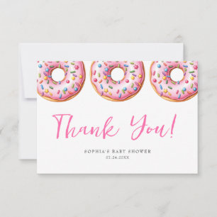 Sweet Sprinkle Pink Doughnuts Modern Girl Baby Sho Thank You Card