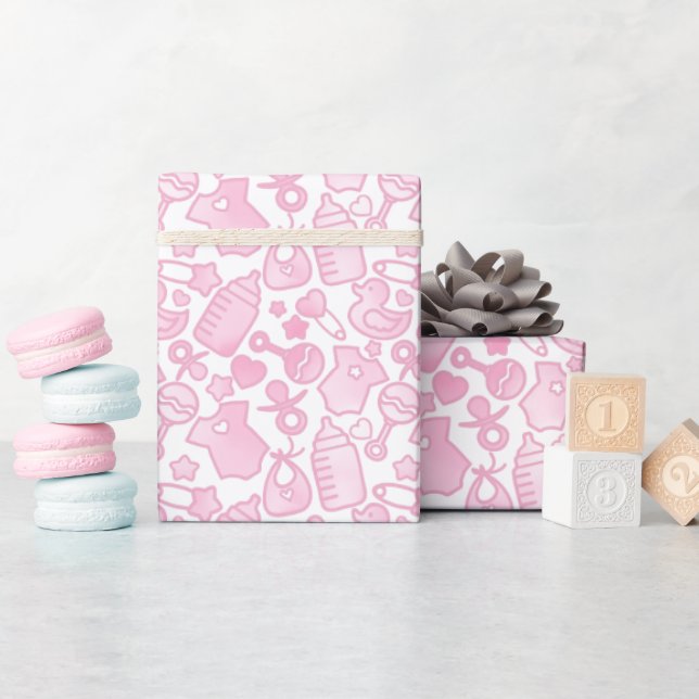 Sweet Sprinkles Ombre Pink Wrapping Paper (Baby Shower)