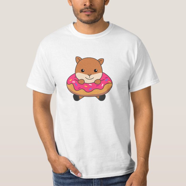 Sweet Squirrel Funny Animals In Doughnut Pink T-Shirt (Front)