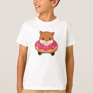 Sweet Squirrel Funny Animals In Doughnut Pink T-Shirt