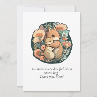 Sweet Squirrel Mom and Baby Thank You Cards