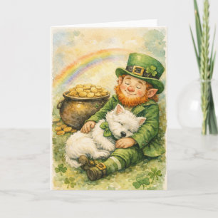 Sweet St. Patrick’s Day Westie & Leprechaun Card