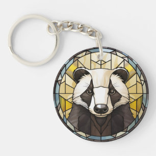 Sweet Stained Glass Badger Key Ring