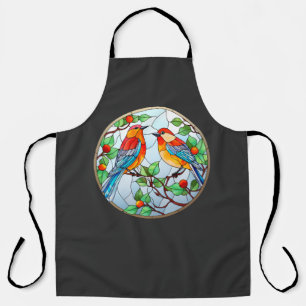 Sweet Stained Glass Bluebirds Apron