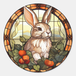 Sweet Stained Glass Bunny Rabbit Classic Round Sticker
