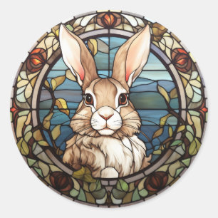 Sweet Stained Glass Bunny Rabbit Classic Round Sticker