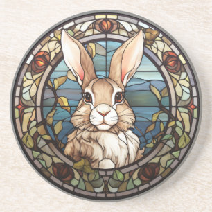 Sweet Stained Glass Bunny Rabbit Coaster