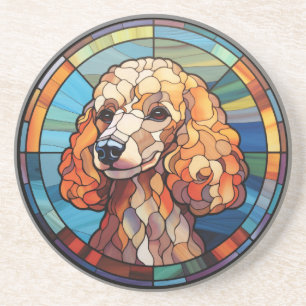 Sweet Stained Glass Dog Poodle Coaster