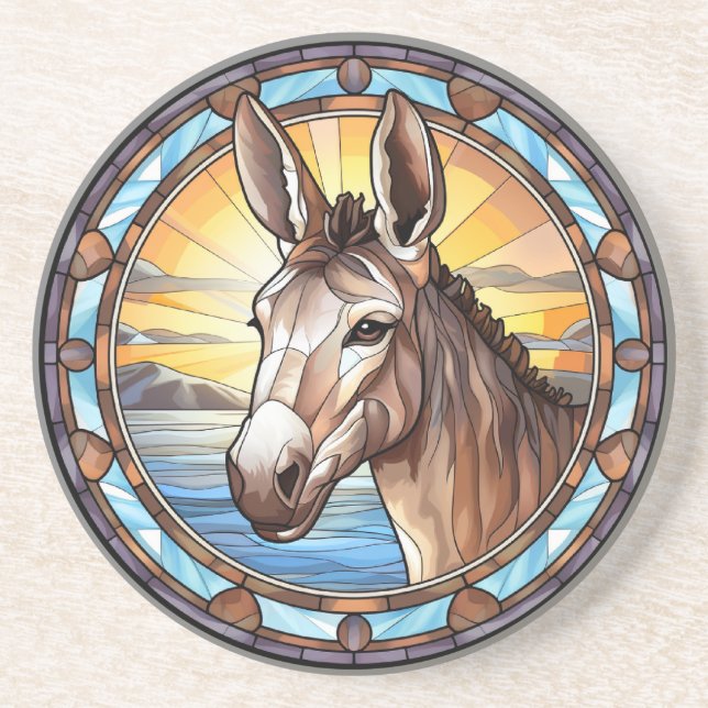 Sweet Stained Glass Donkey Coaster (Front)