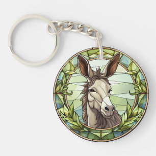 Sweet Stained Glass Donkey Key Ring