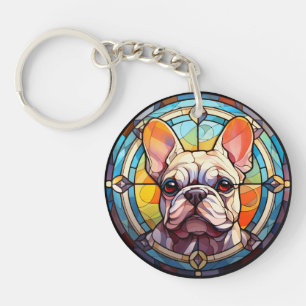 Sweet Stained Glass French Bulldog Key Ring