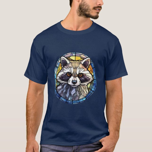 Sweet Stained Glass Frisky Racoon T-Shirt (Front)