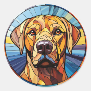 Sweet Stained Glass Golden Labrador Dog Classic Round Sticker