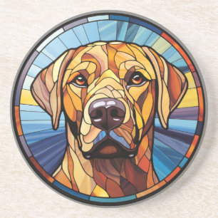Sweet Stained Glass Golden Labrador Dog Coaster