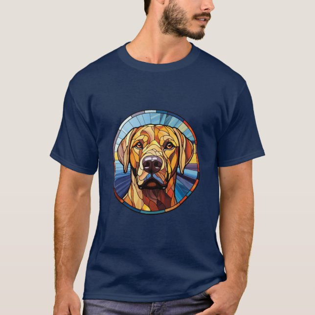 Sweet Stained Glass Golden Labrador Dog T-Shirt (Front)
