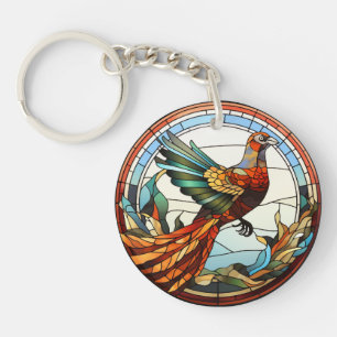 Sweet Stained Glass Golden Pheasant Key Ring