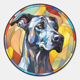 Sweet Stained Glass Great Dane Dog Classic Round Sticker