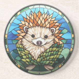 Sweet Stained Glass Hedgehog Coaster